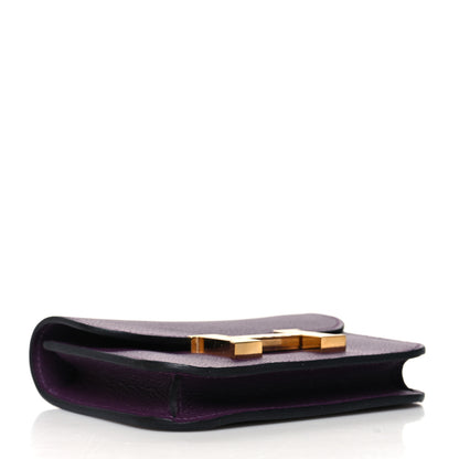 Hermes Evercolor Bi-Color Constance Slim Wallet Cassis Bleu Royale 5 of 10