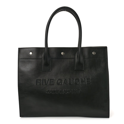 Saint Laurent Smooth Calfskin Rive Gauche Small Tote Black 1 of 9