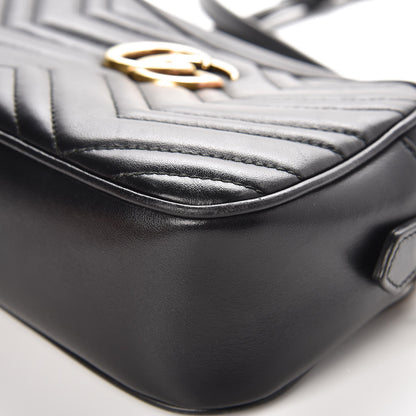 Gucci Calfskin Matelasse Small GG Marmont Chain Shoulder Bag Black 10 of 13