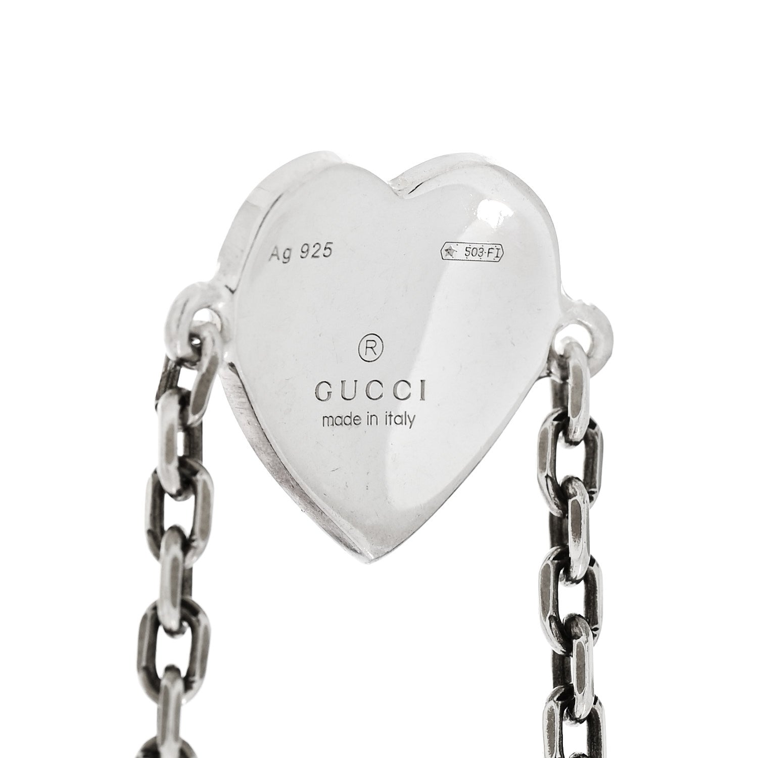 Gucci Sterling Silver Enamel Heart Chain Bracelet Blue 3 of 5