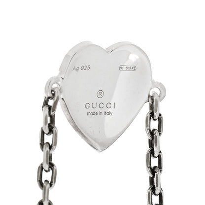 Gucci Sterling Silver Enamel Heart Chain Bracelet Blue 3 of 5