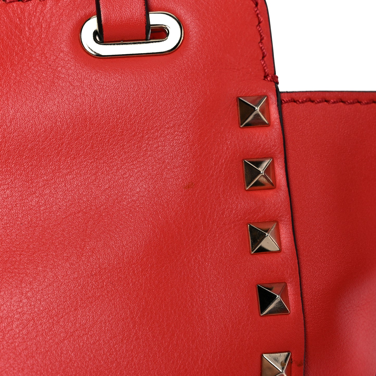 Vitello Mini Rockstud Tote Red