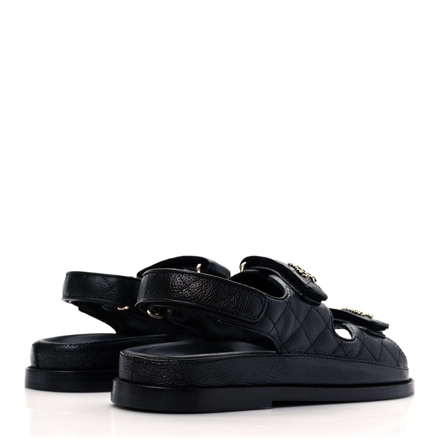 Chanel Grained Calfskin Velcro Dad Sandals 36.5 Black 4 of 8