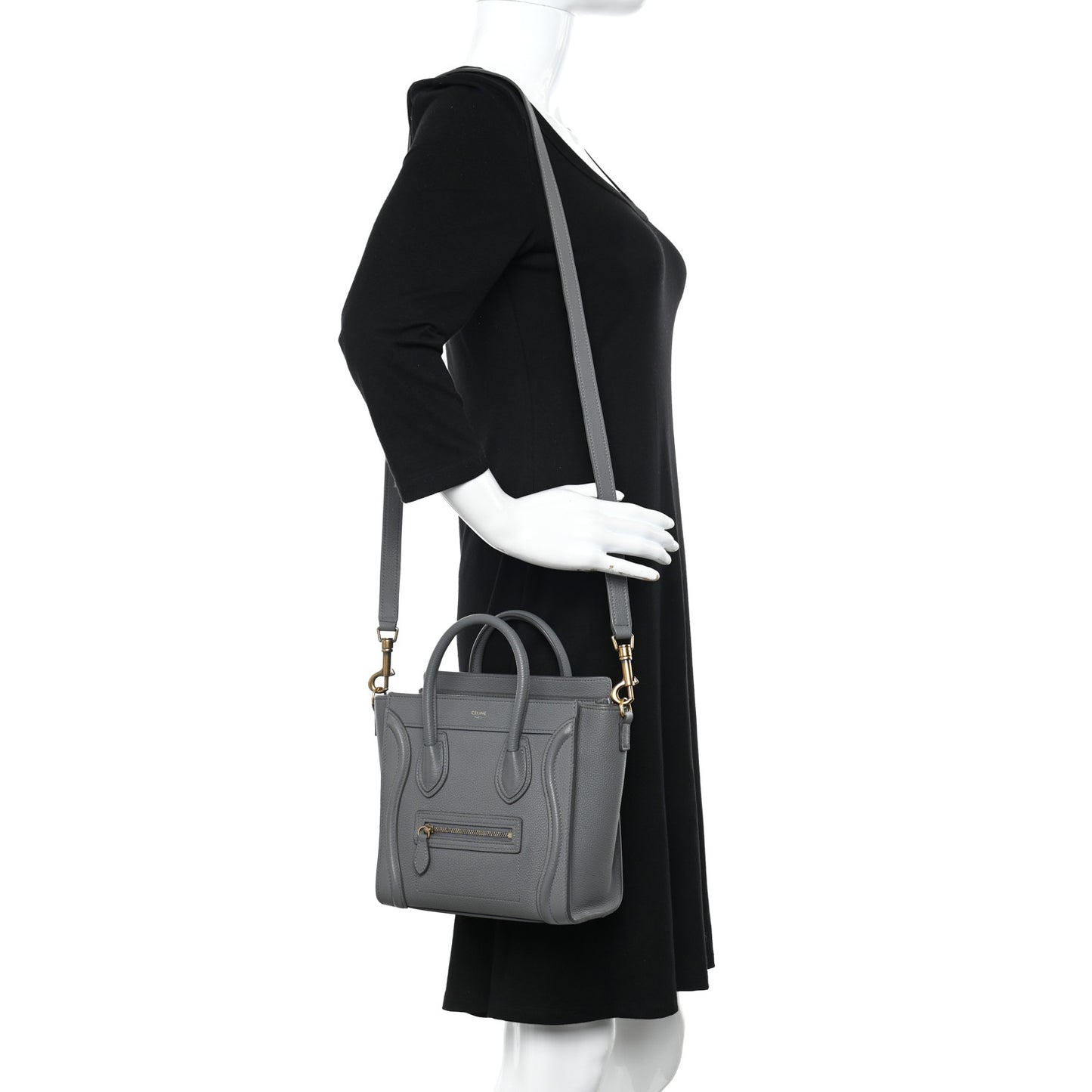 Drummed Calfskin Nano Luggage Kohl