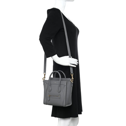 Celine Drummed Calfskin Nano Luggage Kohl 2 of 10