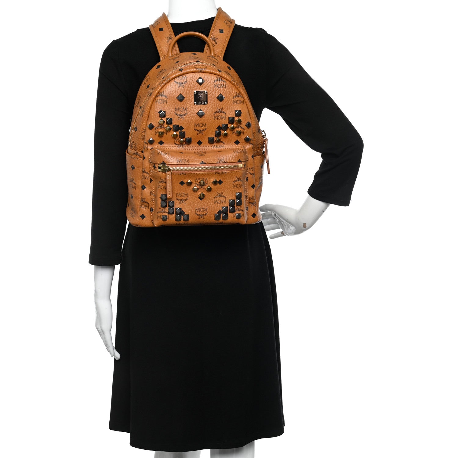 MCM Visetos Studded Small Stark M Backpack Cognac 2 of 10