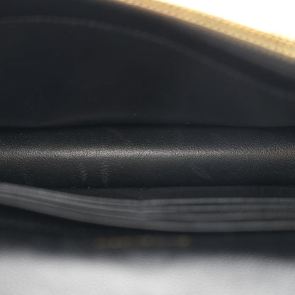 Saint Laurent Grain De Poudre Matelasse Chevron Monogram Envelope Chain Wallet Black 4 of 9