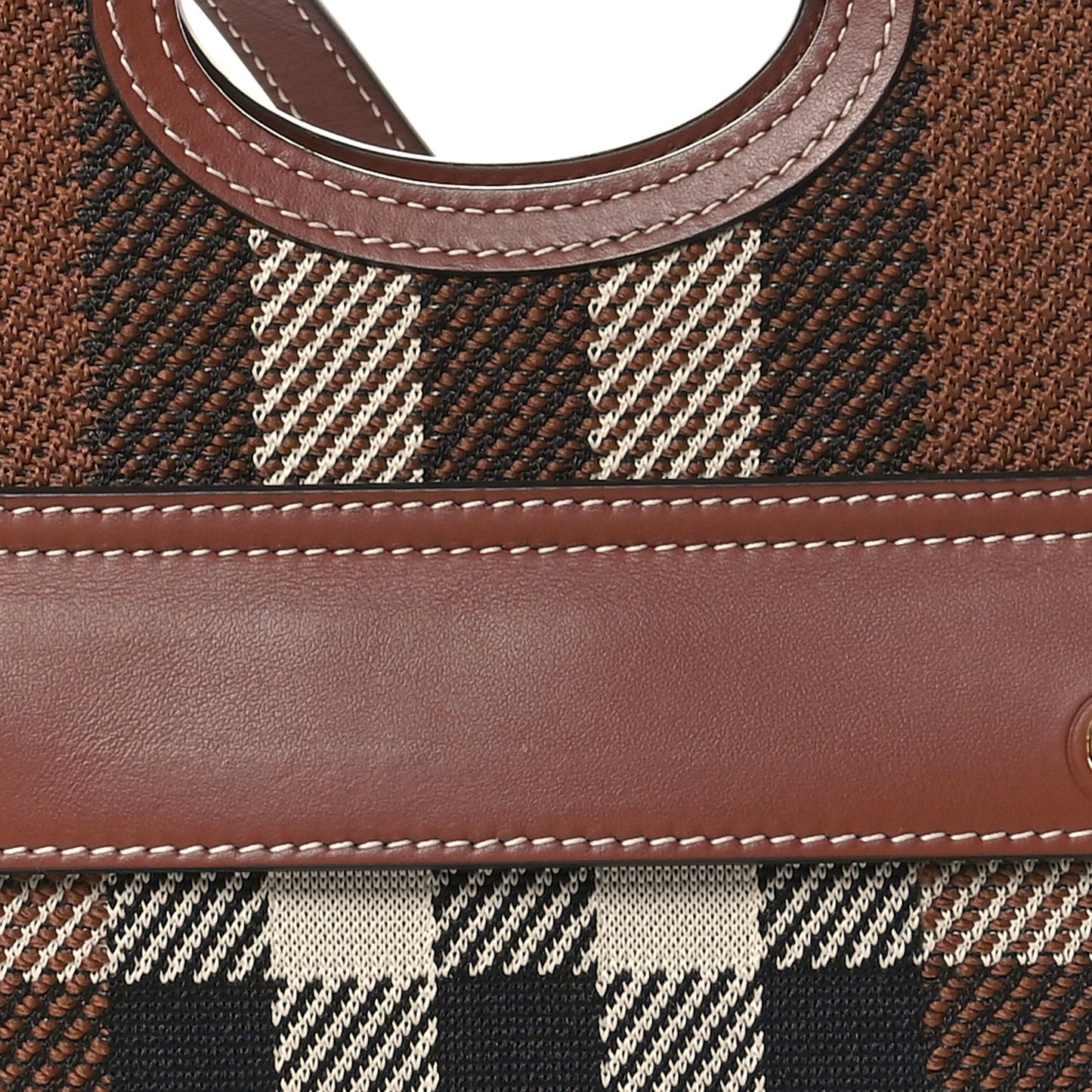 Smooth Calfskin Canvas Check Mini Pocket Bag Dark Birch Brown
