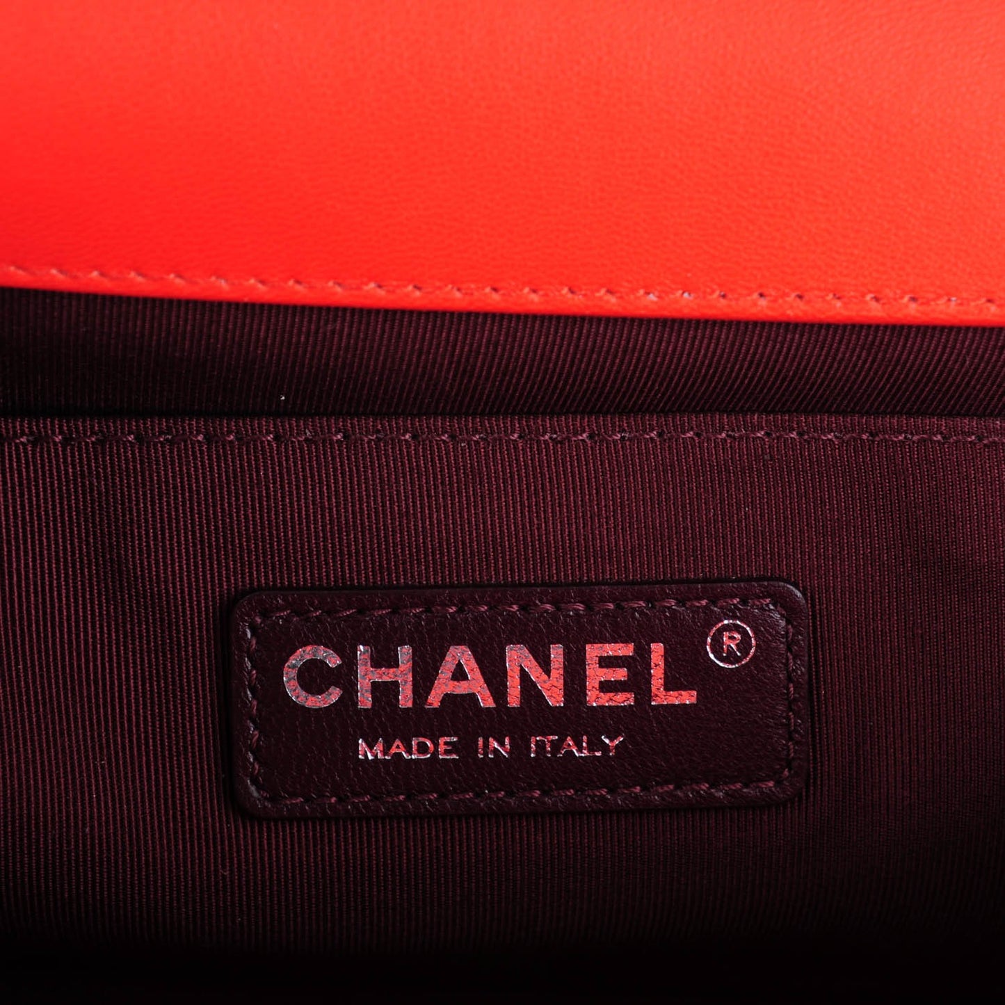 Wrinkled Lambskin Chevron Quilted Medium Boy Flap Orange