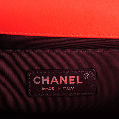 Chanel Wrinkled Lambskin Chevron Quilted Medium Boy Flap Orange 6 of 7
