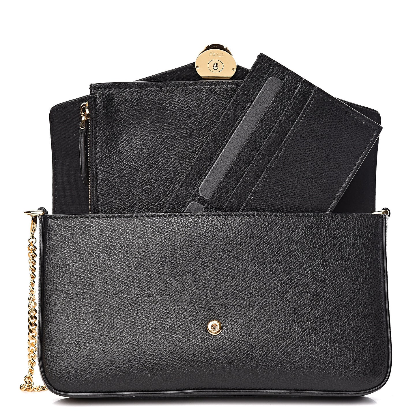 Vitello Cruise F is Fendi Envelope Wallet on Chain with Pouches Black