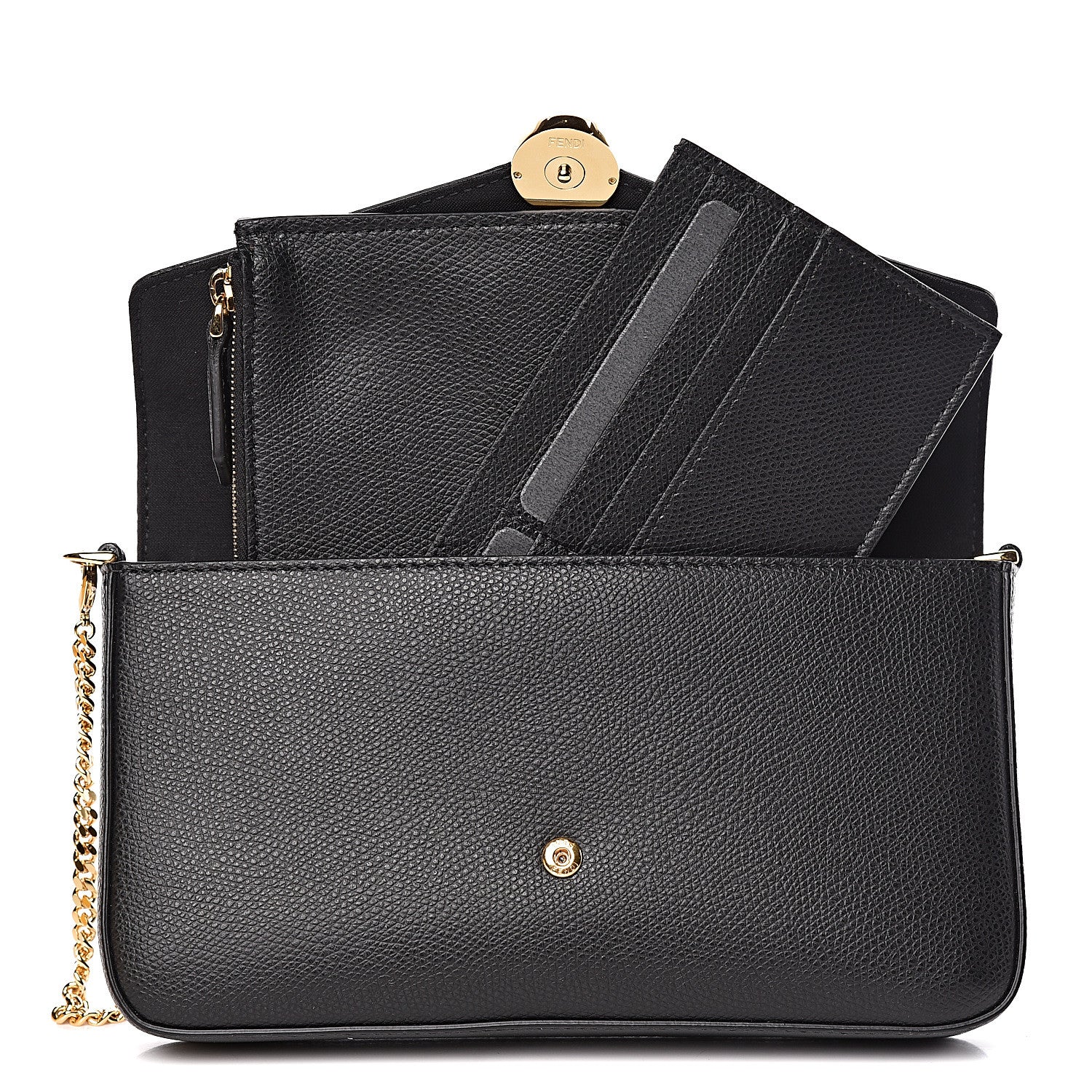 Fendi Vitello Cruise F is Fendi Envelope Wallet on Chain with Pouches Black 5 of 13