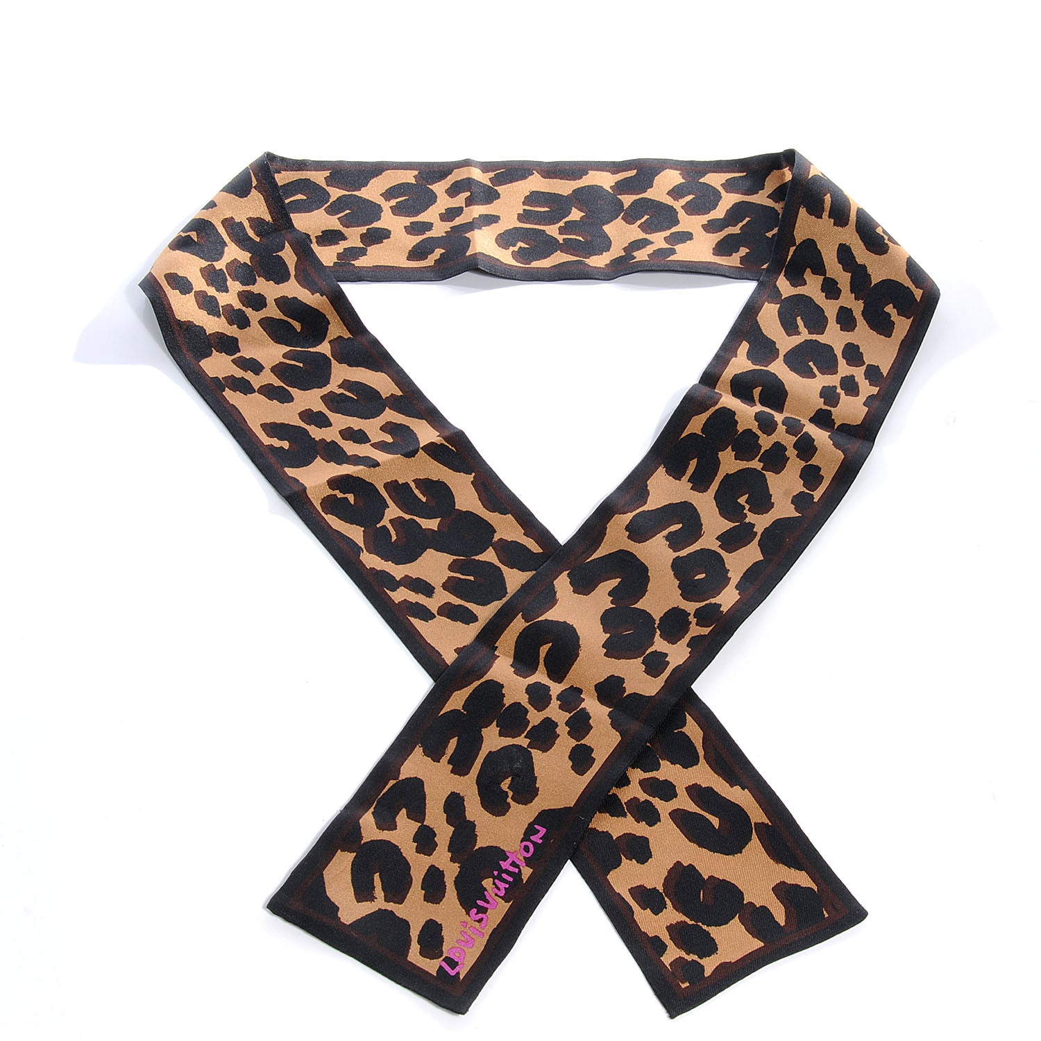 Louis Vuitton Silk Leopard Bandeau Scarf Marron 1 of 5