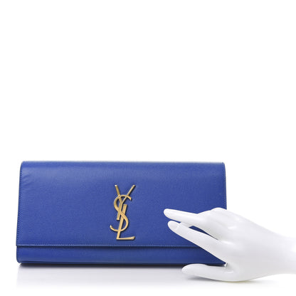 Saint Laurent Grain De Poudre Classic Monogram Cassandre Clutch Blue Majorelle 2 of 10