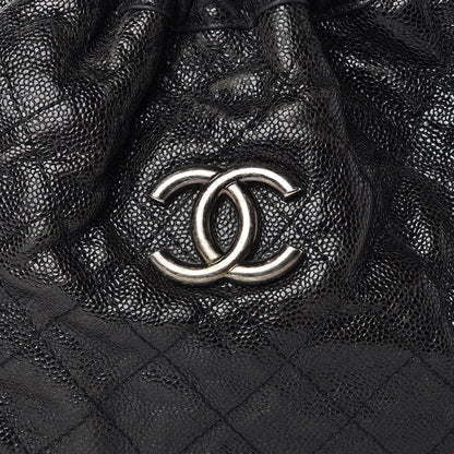 Chanel Distressed Glazed Caviar Quilted Medium Elastic Tote Black 8 of 11