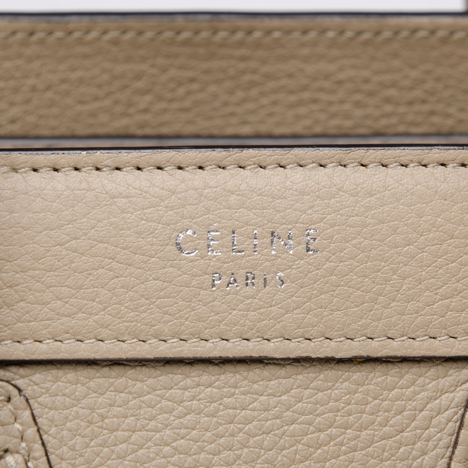 Celine Drummed Calfskin Nano Luggage Dune 5 of 8