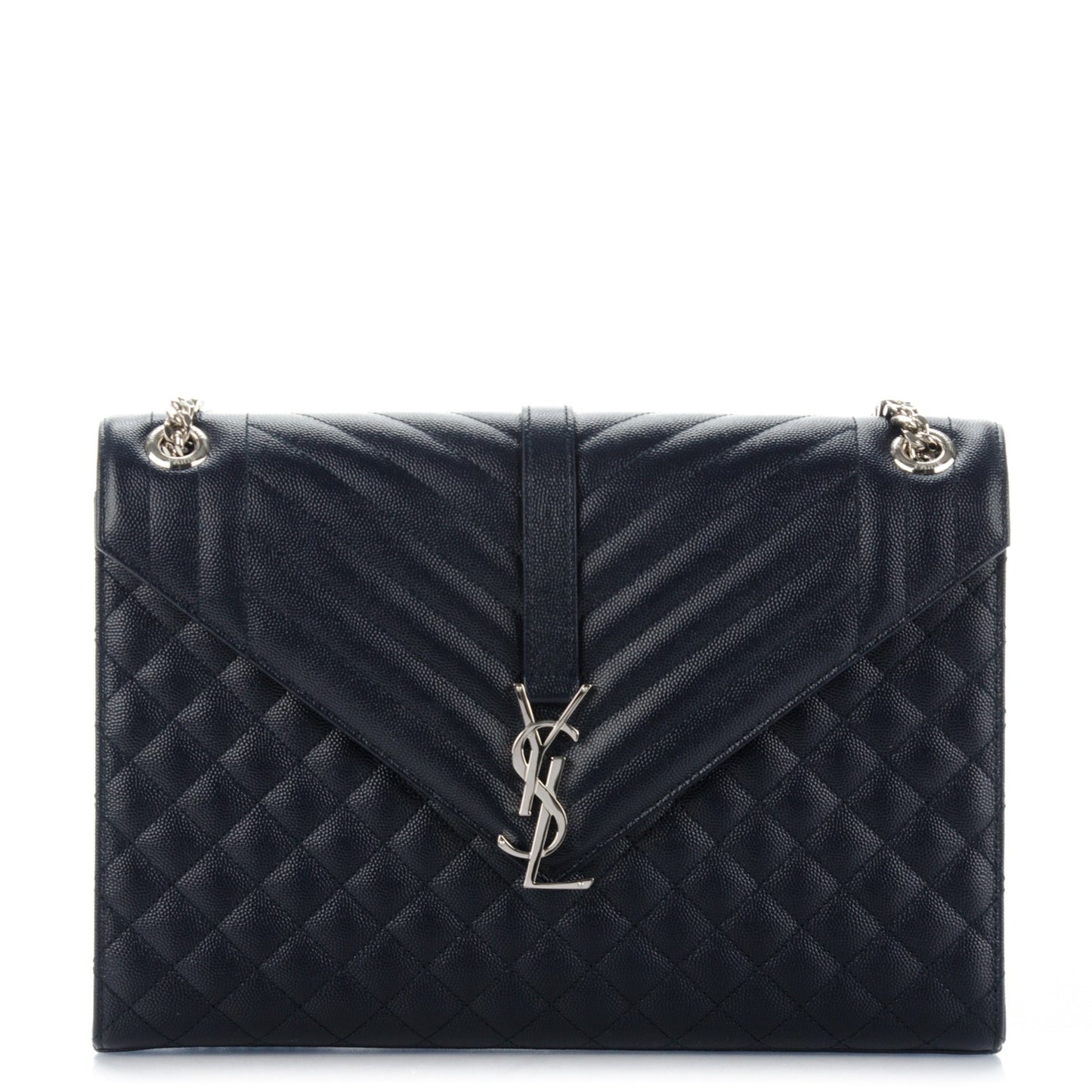 Grain De Poudre Mixed Matelasse Large Triquilt Monogram Satchel Deep Marine