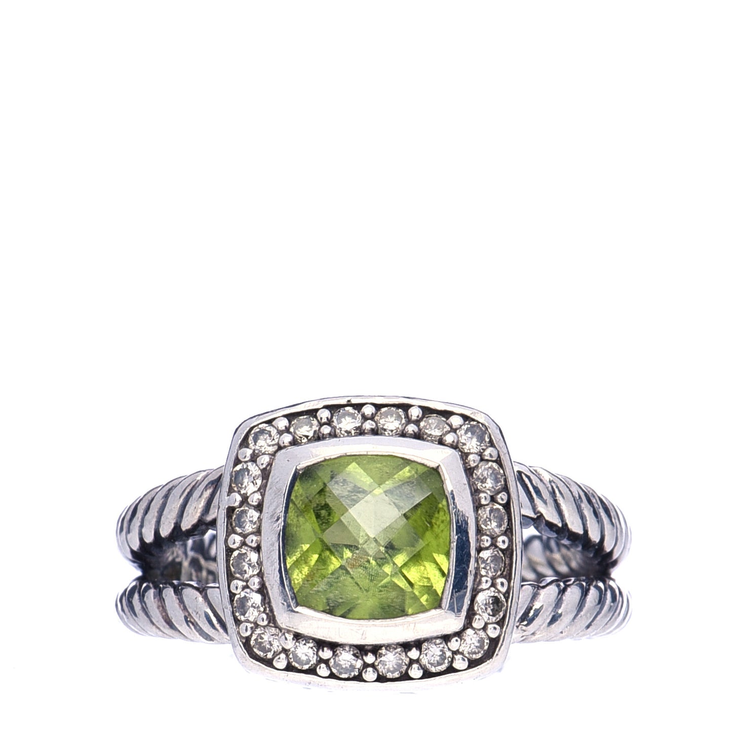 Sterling Silver Diamond Peridot 7mm Petite Albion Ring 49 5