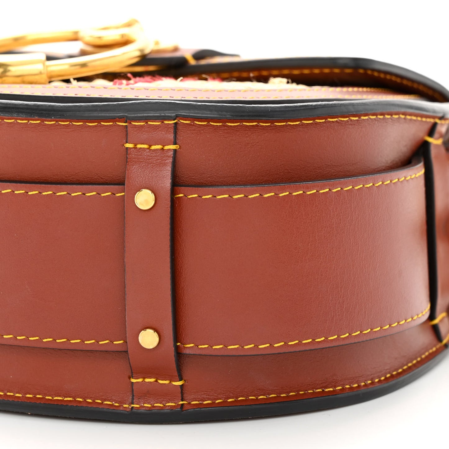 Calfskin Raffia Embroidered Small Tess Bag Sepia Brown