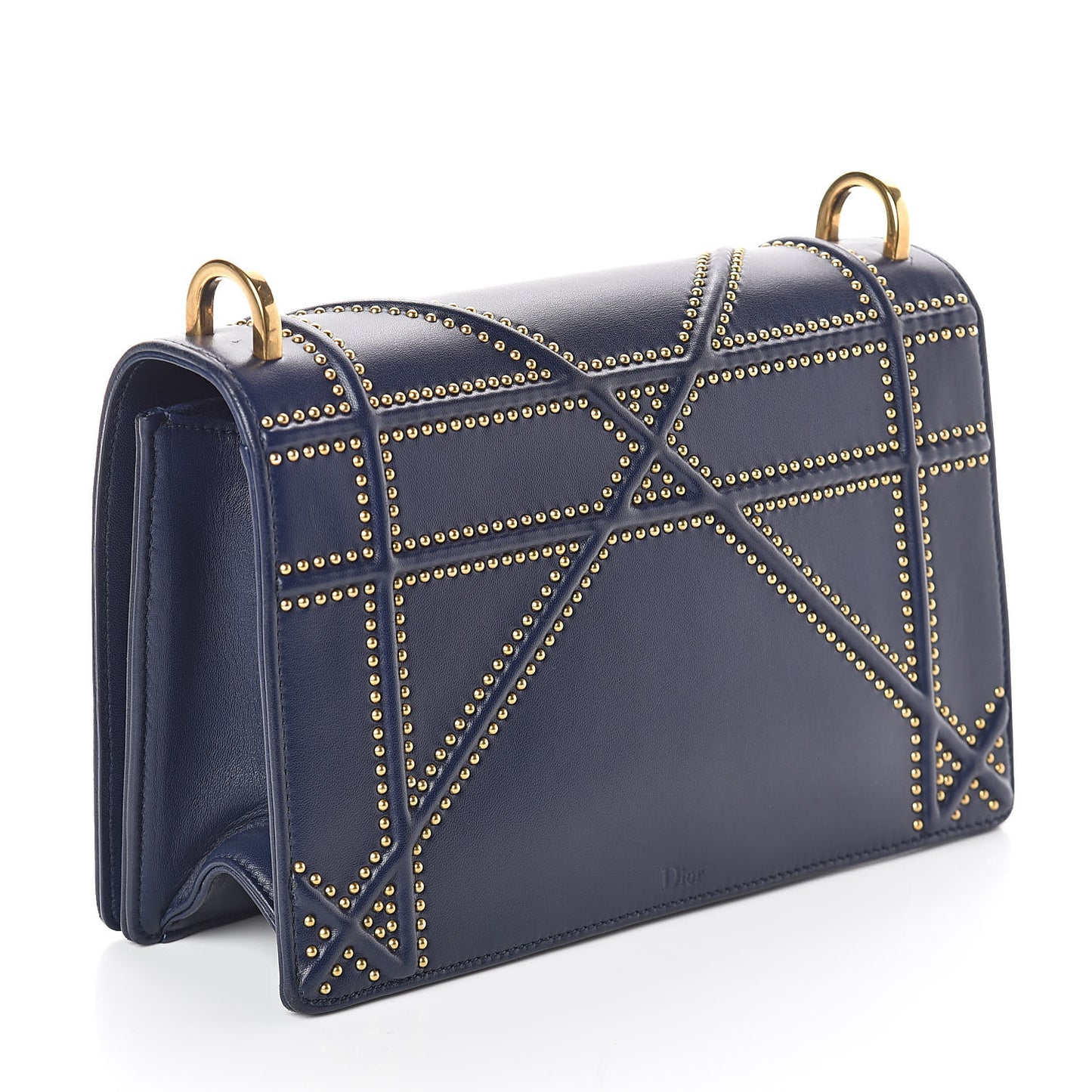 Lambskin Studded Medium Diorama Flap Bag Navy Blue