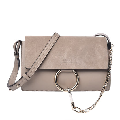 Chloe Suede Calfskin Small Faye Shoulder Bag Motty Grey 1 of 8