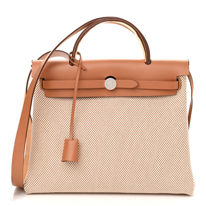 Hermes Vache Hunter Criss Viking Herbag Zip Retourne 31 PM Ecru Beige Naturel 3 of 10