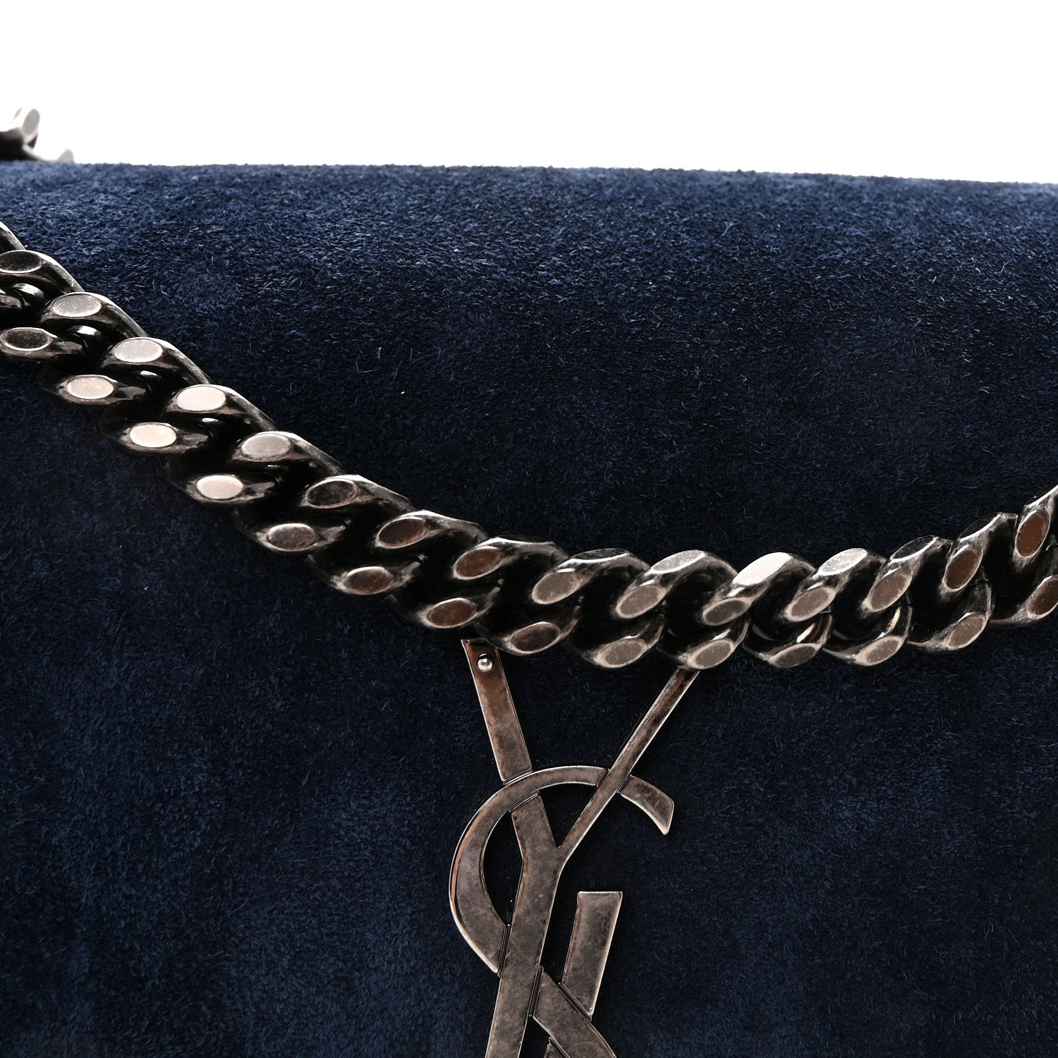 Saint Laurent Suede Calfskin Medium Monogram Sunset Bleu Fonce 7 of 9