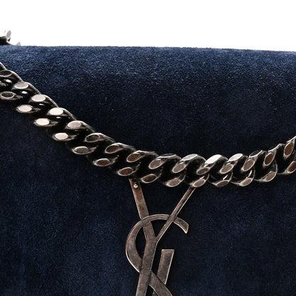 Saint Laurent Suede Calfskin Medium Monogram Sunset Bleu Fonce 7 of 9