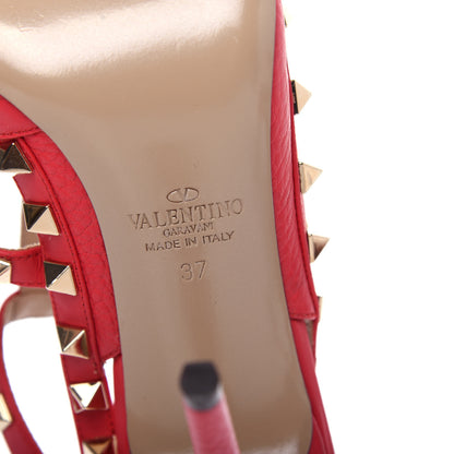 Valentino Garavani Pebbled Calfskin Rockstud Ankle Strap Pumps 37 Raspberry 9 of 9