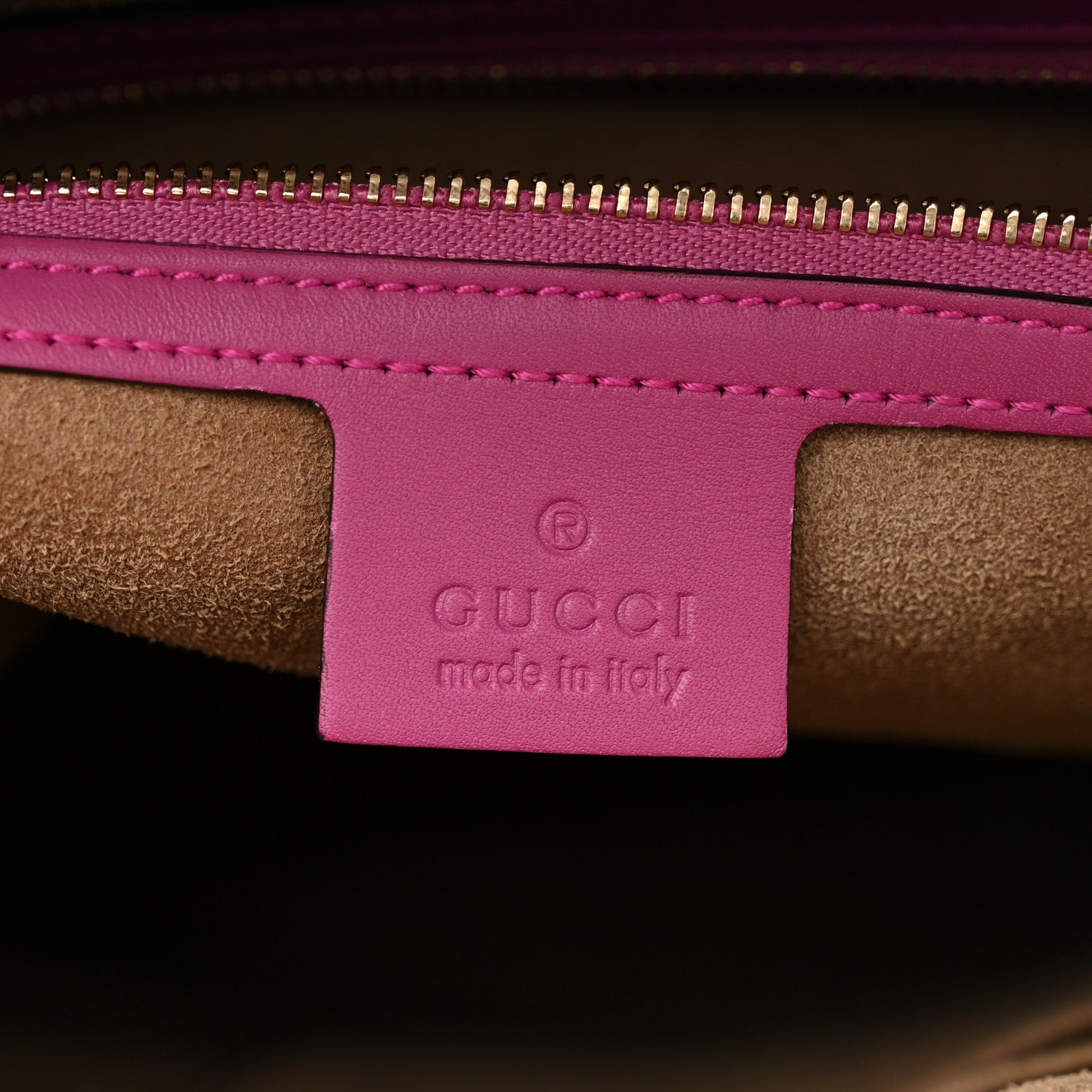 Gucci GG Supreme Monogram Medium Zippered Bucket Tote Beige Hibiscus Red New Rosette 6 of 12