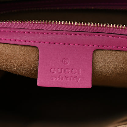 Gucci GG Supreme Monogram Medium Zippered Bucket Tote Beige Hibiscus Red New Rosette 6 of 12