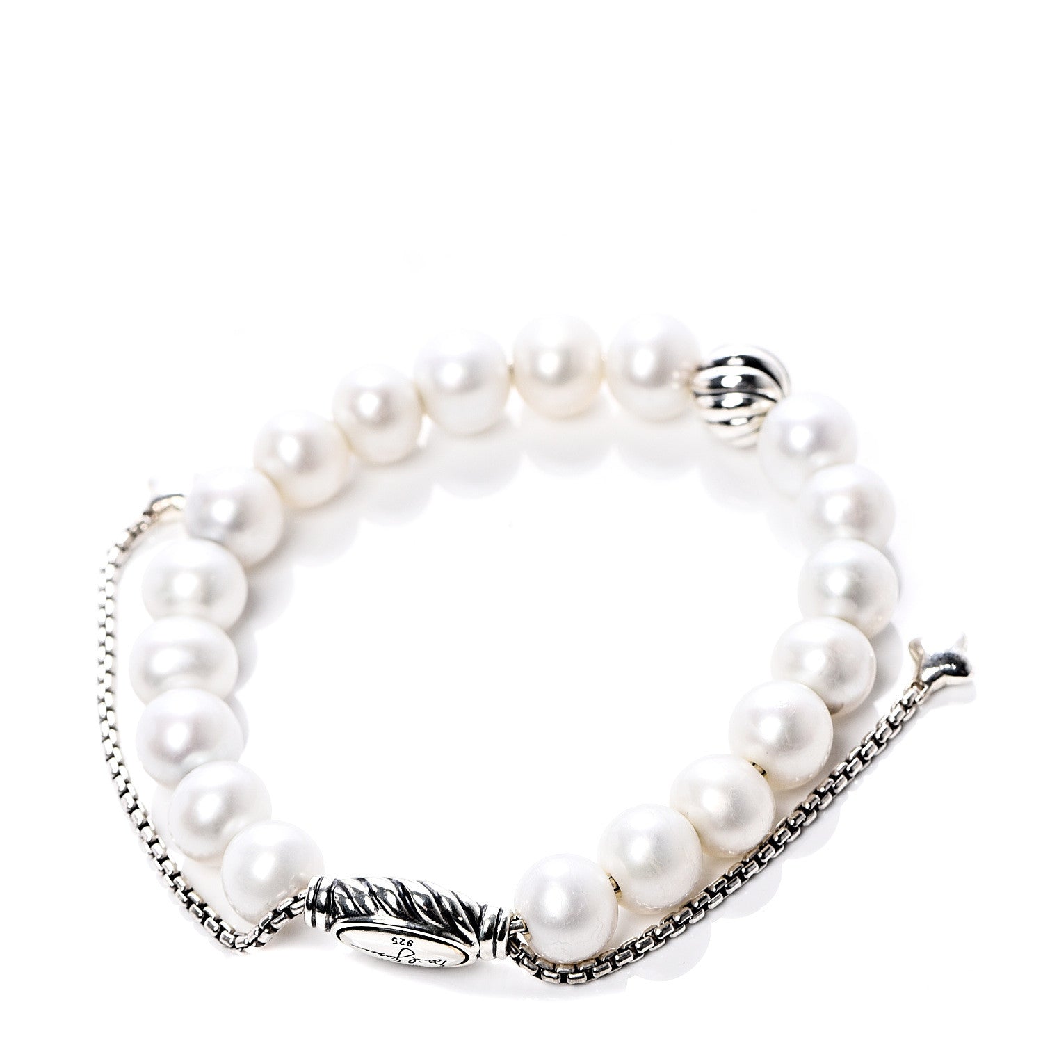 David Yurman Sterling Silver Pearl 8mm Spiritual Bead Bracelet 3 of 4
