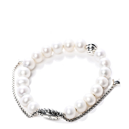 David Yurman Sterling Silver Pearl 8mm Spiritual Bead Bracelet 3 of 4