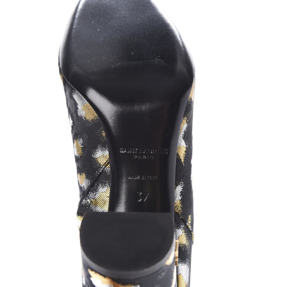 Saint Laurent Jacquard Leopard Loulou Ankle Boots 37 Oro 7 of 9