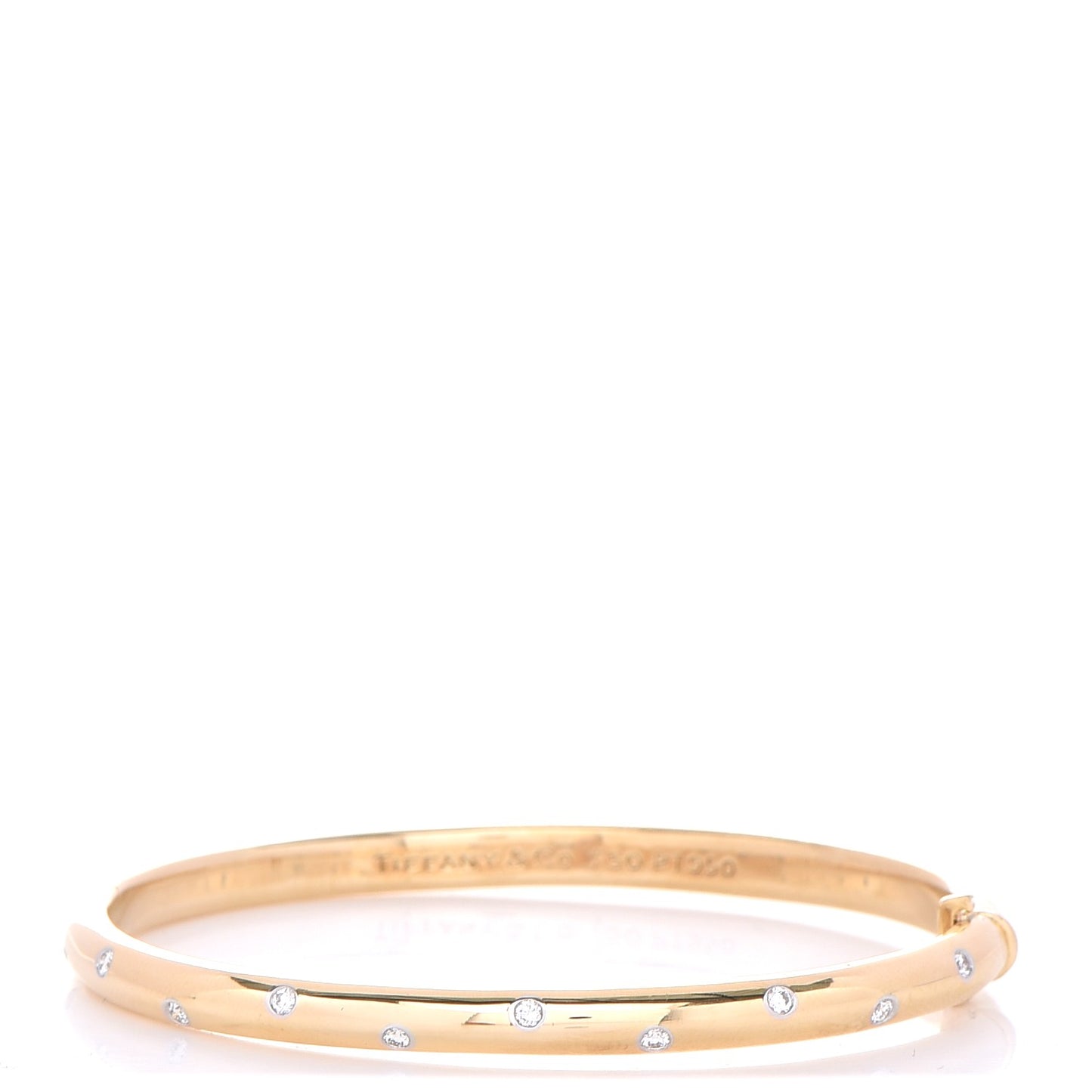 18K Yellow Gold Platinum Diamond 4.5mm Etoile Bangle Bracelet