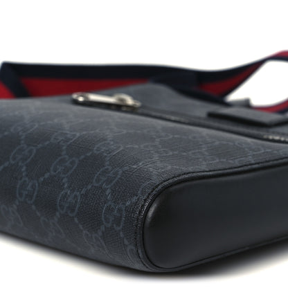 Gucci GG Supreme Monogram Web Small Flat Messenger Bag Black Grey 10 of 10