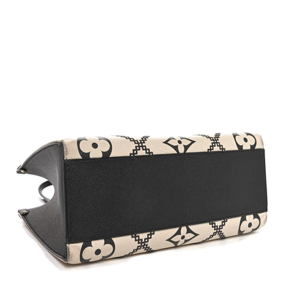 Louis Vuitton Empreinte Monogram Giant Broderies Onthego MM Cream Black 4 of 9