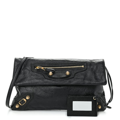 Balenciaga Agneau Giant 12 Gold Hardware Envelope Strap Clutch Black 1 of 12