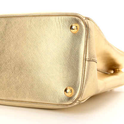 Prada Metallic Saffiano Small Galleria Double Zip Tote Platino 9 of 22