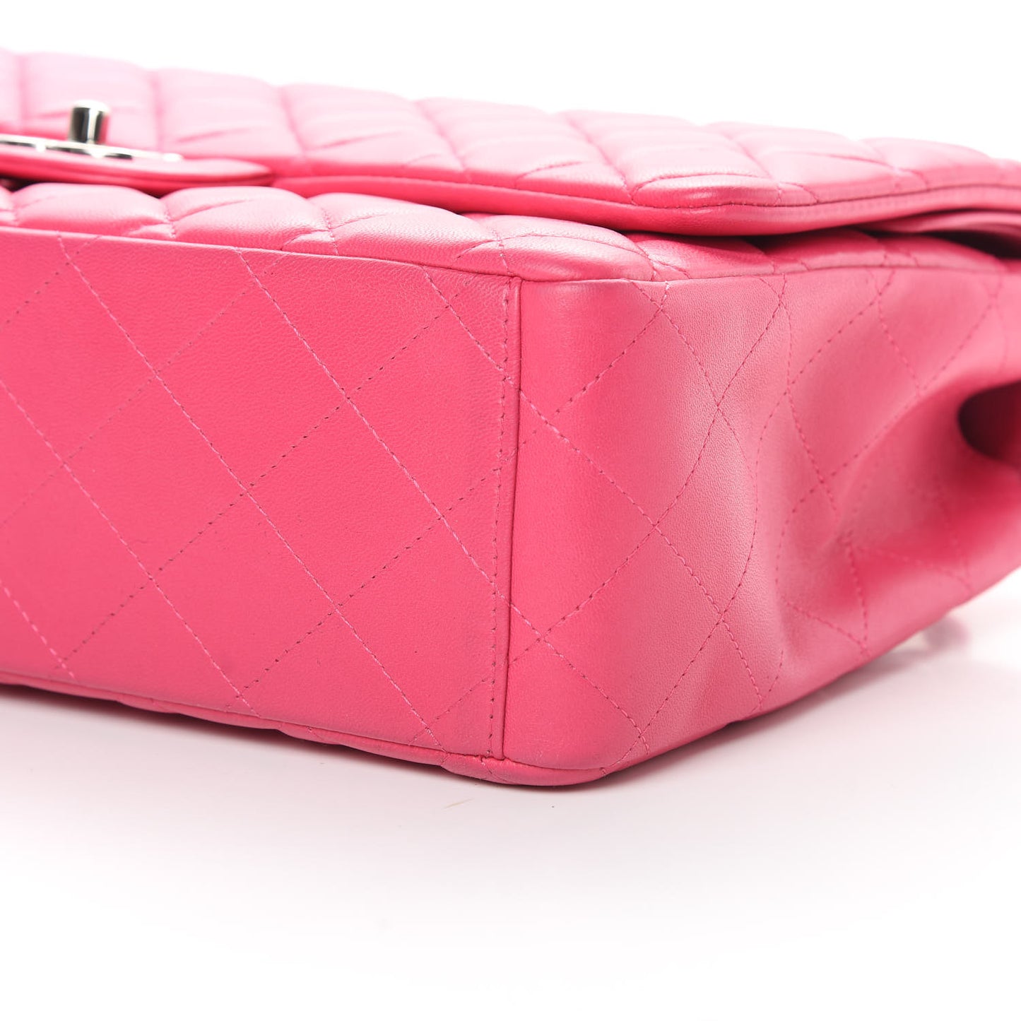 Lambskin Quilted Jumbo Double Flap Dark Pink