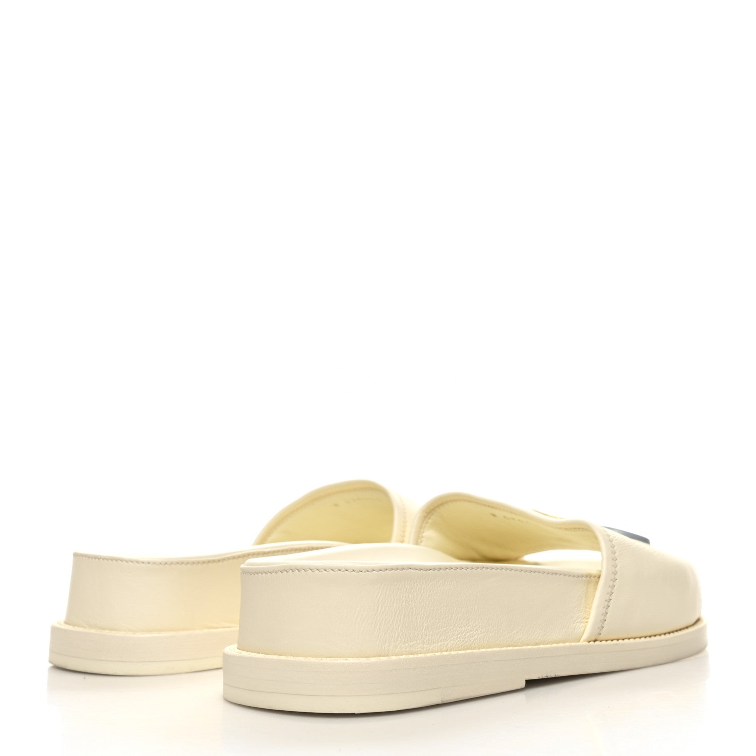 Chanel Lambskin Cha-Nel Mule Sandals 39 Ivory Multicolor 4 of 10