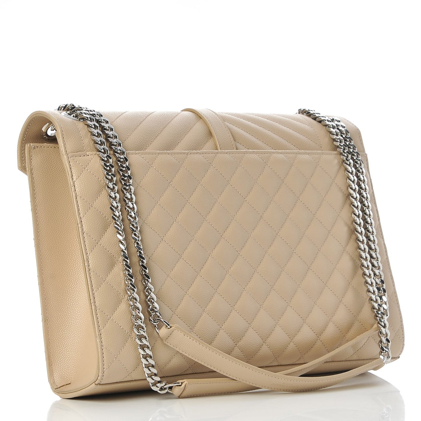 Grain De Poudre Mixed Matelasse Large Triquilt Monogram Satchel Nude Powder