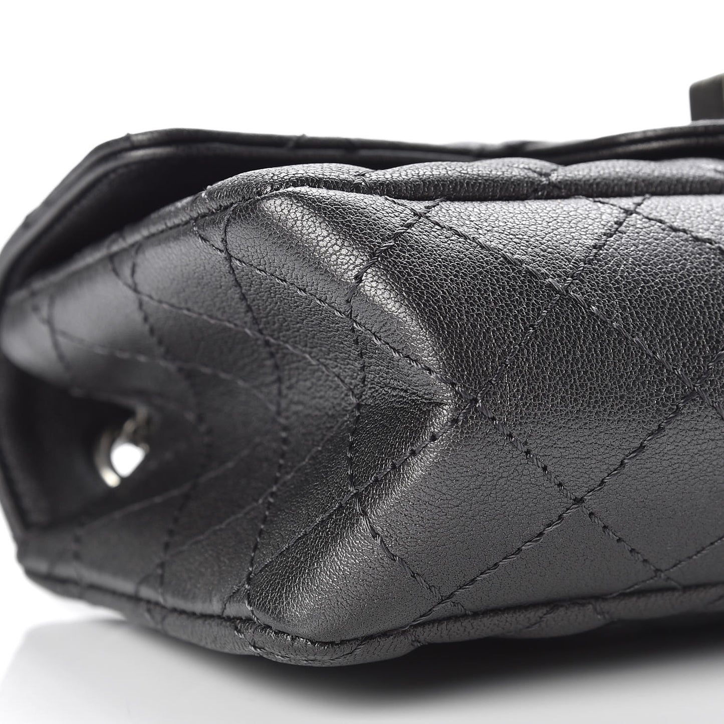 Metallic Sheepskin Quilted 2.55 Reissue Mini Flap Dark Silver