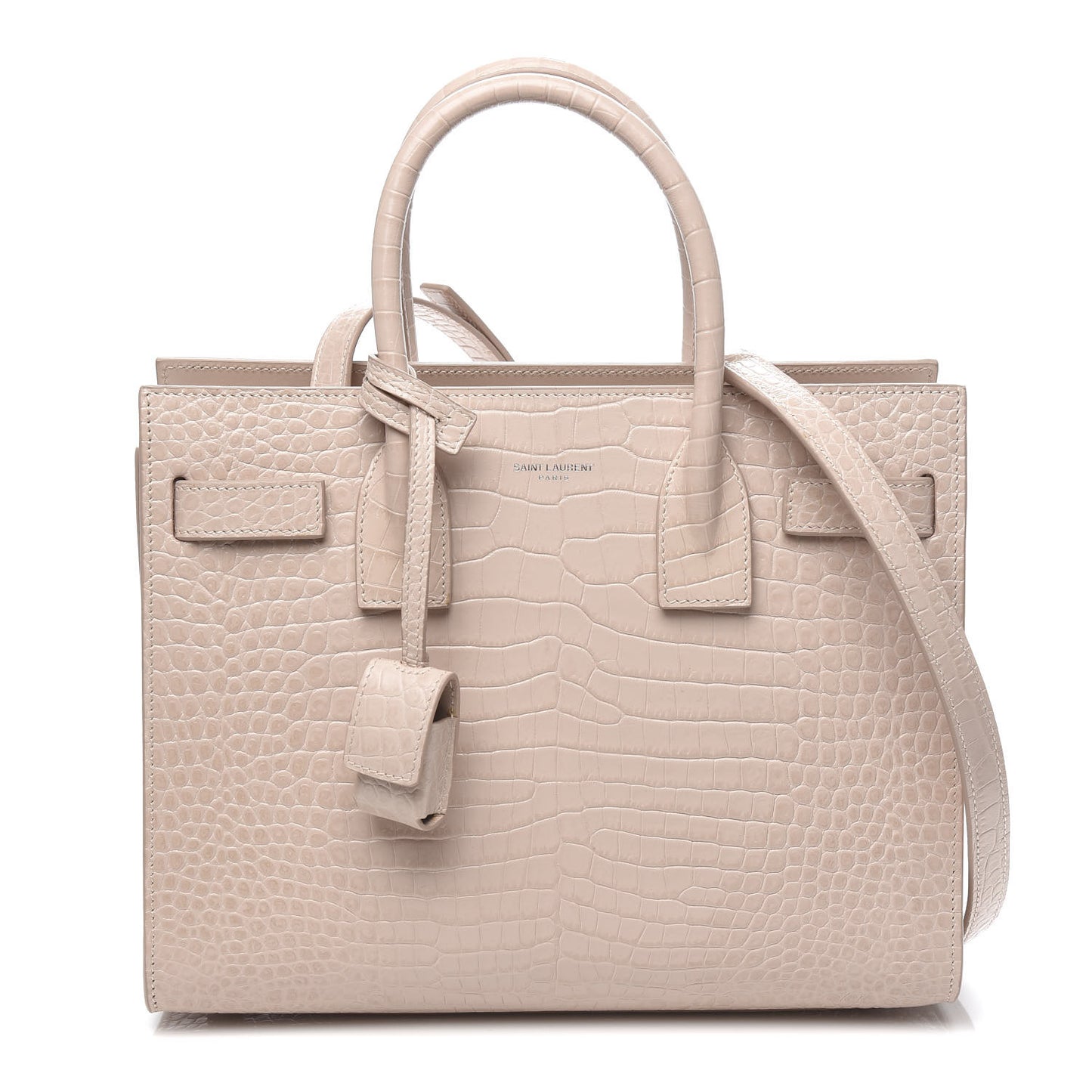 Calfskin Crocodile Embossed Baby Sac De Jour Rose Antic