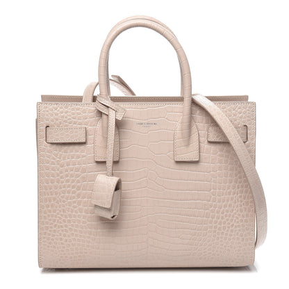 Saint Laurent Calfskin Crocodile Embossed Baby Sac De Jour Rose Antic 1 of 9