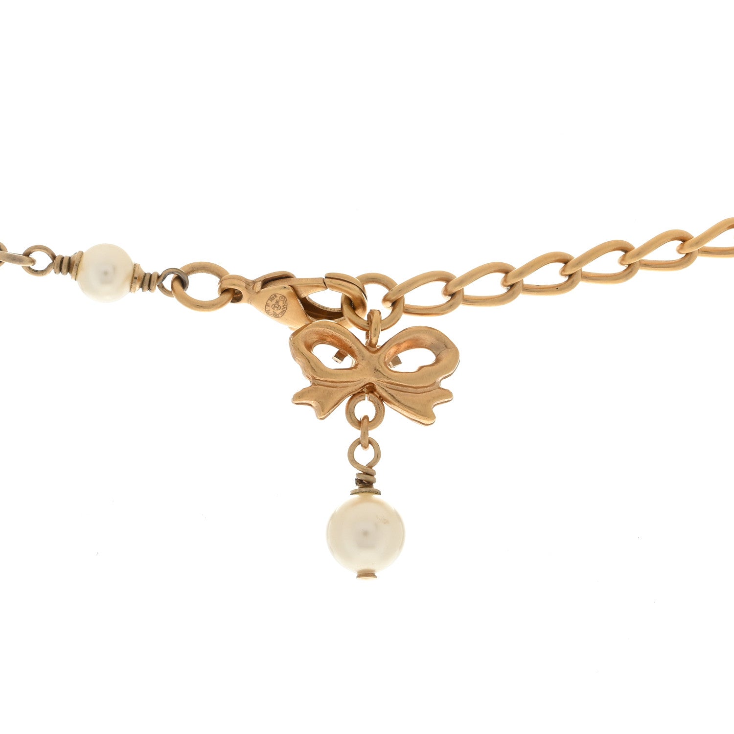 Chanel Metal Pearl Crystal Bird Cage Necklace Gold 3 of 4
