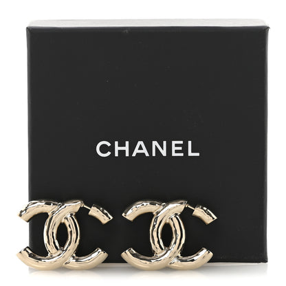 Chanel Metal Large CC Earrings Light Gold 5 of 5