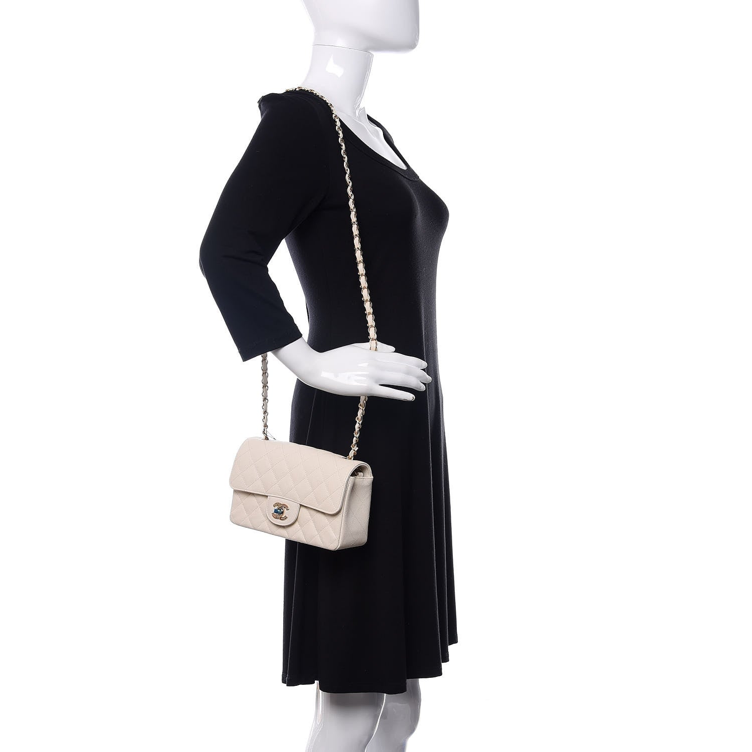 Chanel Caviar Quilted Mini Rectangular Flap Ivory 2 of 10