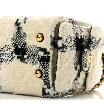 Chanel Tweed Quilted Mini Chanel 25 Handbag White Ecru Black 10 of 10