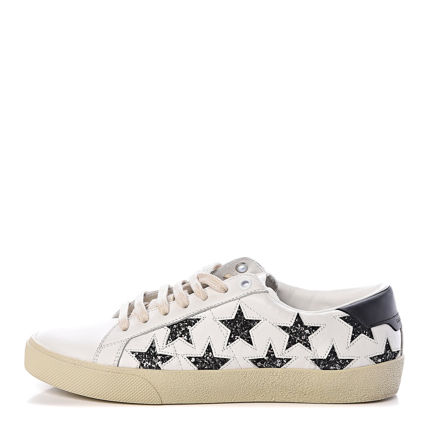 Calfskin Star Court Sneakers 39 White Argent